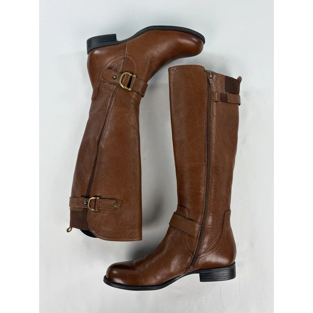 Naturalizer Jersey Brown Leather Knee High Riding Boots N5 Comfort Women's 7 M
